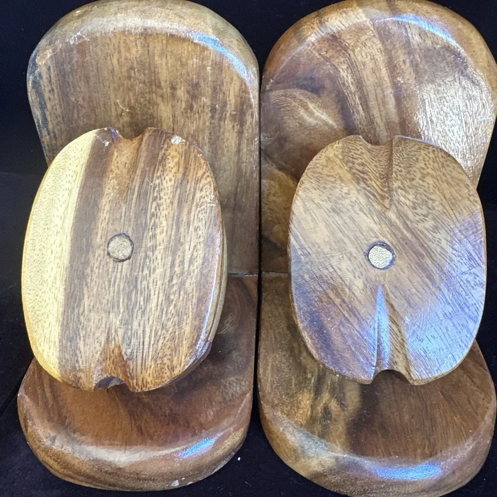 Vintage Book Ends Maritime Nautical Wood Pulley